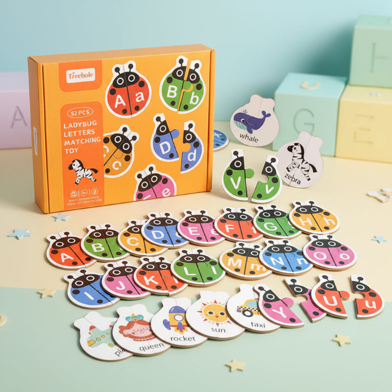 Wooden Letter Matching Game – Leren & Spel – Alfabet Puzzel