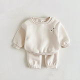 Mini Fashion™ - Warm & Comfortabel - Trainingspak met Bloemenborduursel