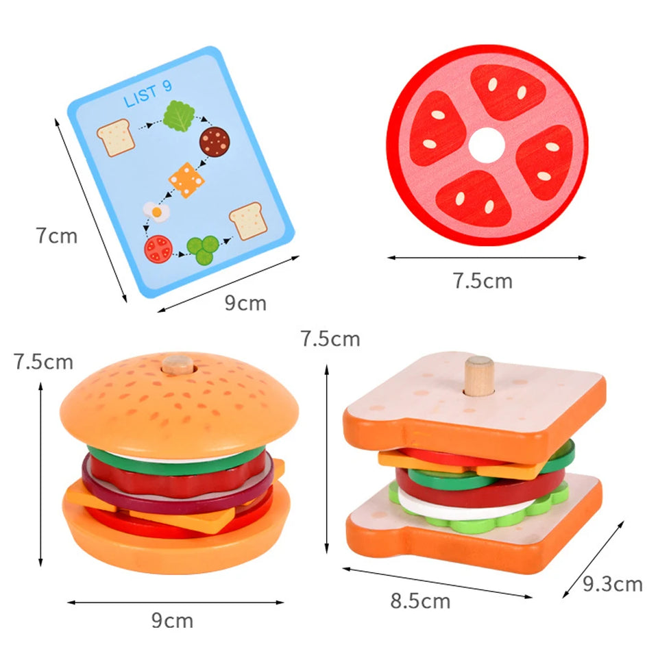 Woods™ - Smakelijk Stapelen - Sandwich Bouwspeelgoed