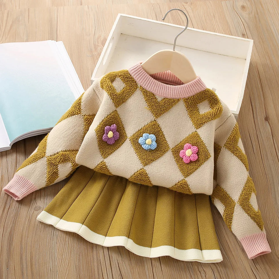 Mini Fashion™ - Heerlijk Warm - Vintage Gebreide Pullover & Rok
