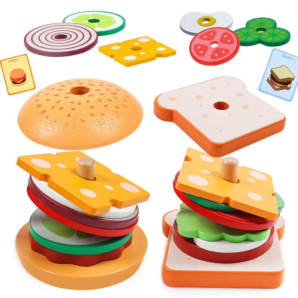 Woods™ - Smakelijk Stapelen - Sandwich Bouwspeelgoed