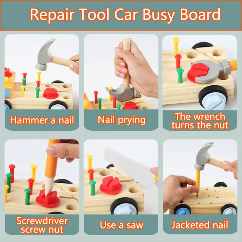 Woods™ - Draai & Leer - Montessori Auto Schroefbord