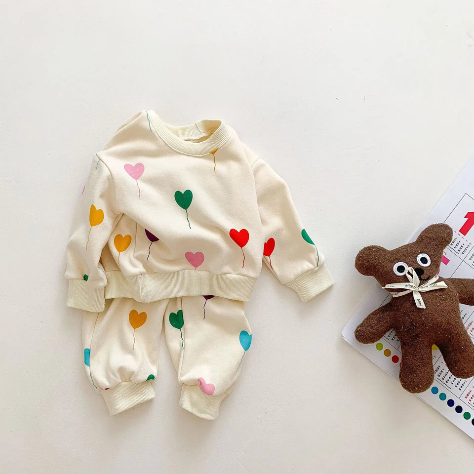 Mini Fashion™ - Superzacht & Comfortabel - Gekleurde hartjes trainingspak