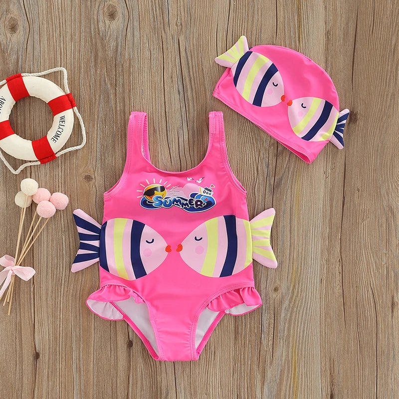 Mini Fashion™ - Leuk Vissenprintje - Meisjes Badpak