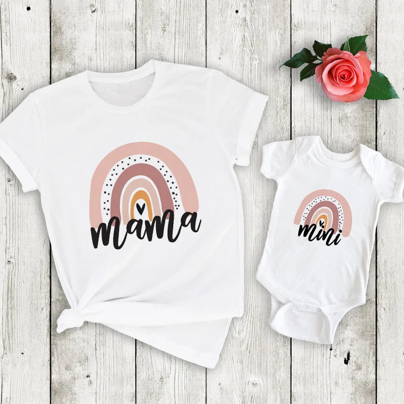 Mini Fashion™ - Mama & Dochter - Matchende Shirt & Romper