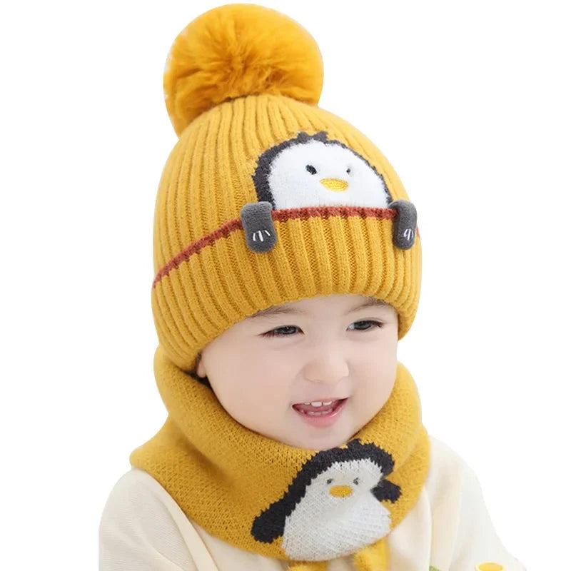 Mini Fashion™ - Schattig Pinguin Design - Kinder Muts & Sjaal