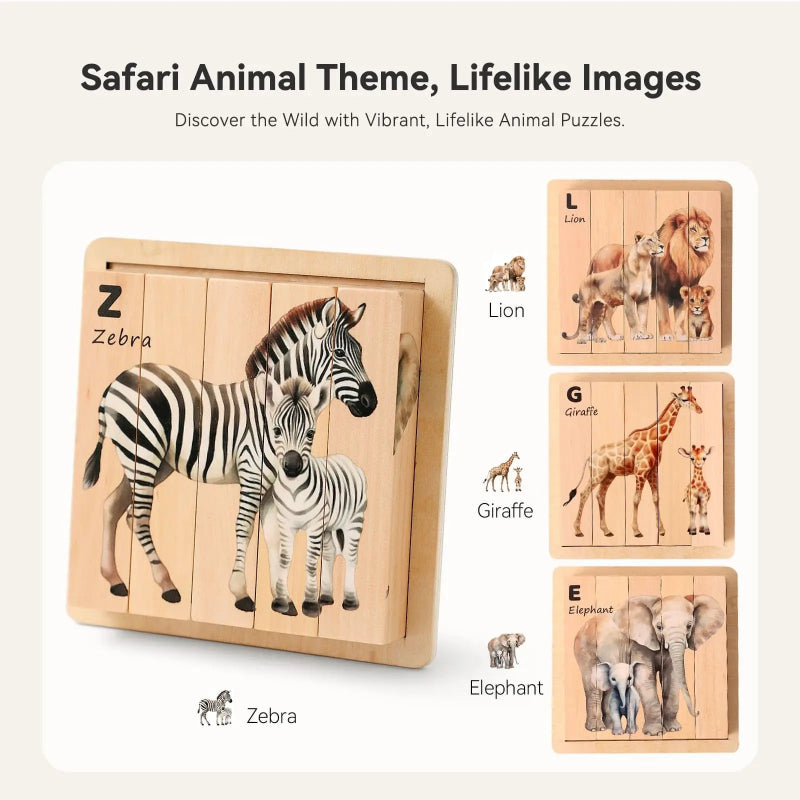 ZooStack – Hout & Interactief – Dieren Blokken Puzzel