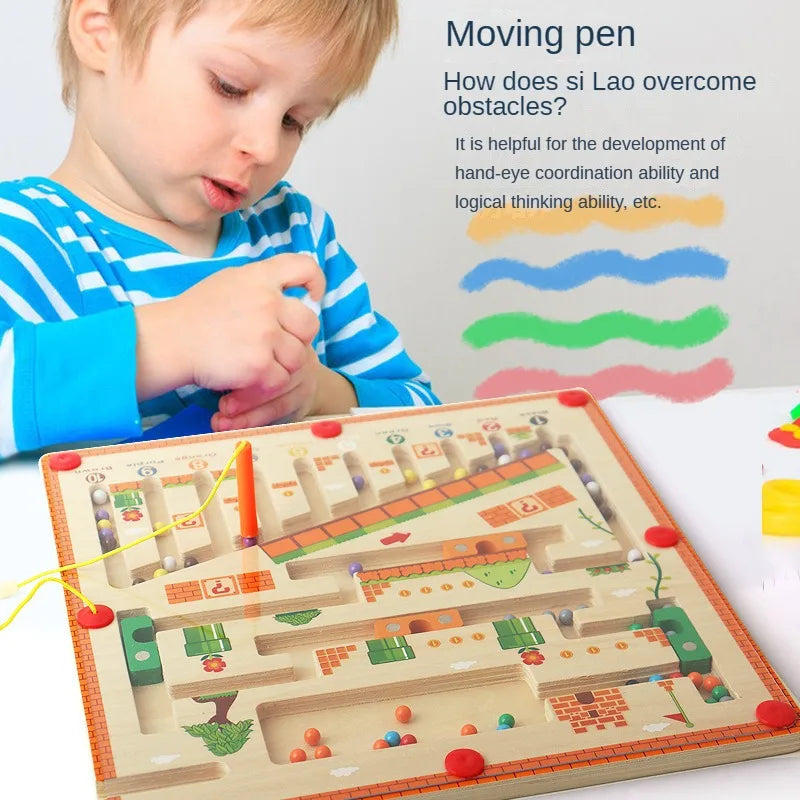 Magnetic Maze™ - Kleurrijk Telplezier - Houten Magnetische Puzzel