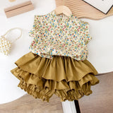 Mini Fashion™ - Zomerse Bloemen - Bloemenprint Top & Rok