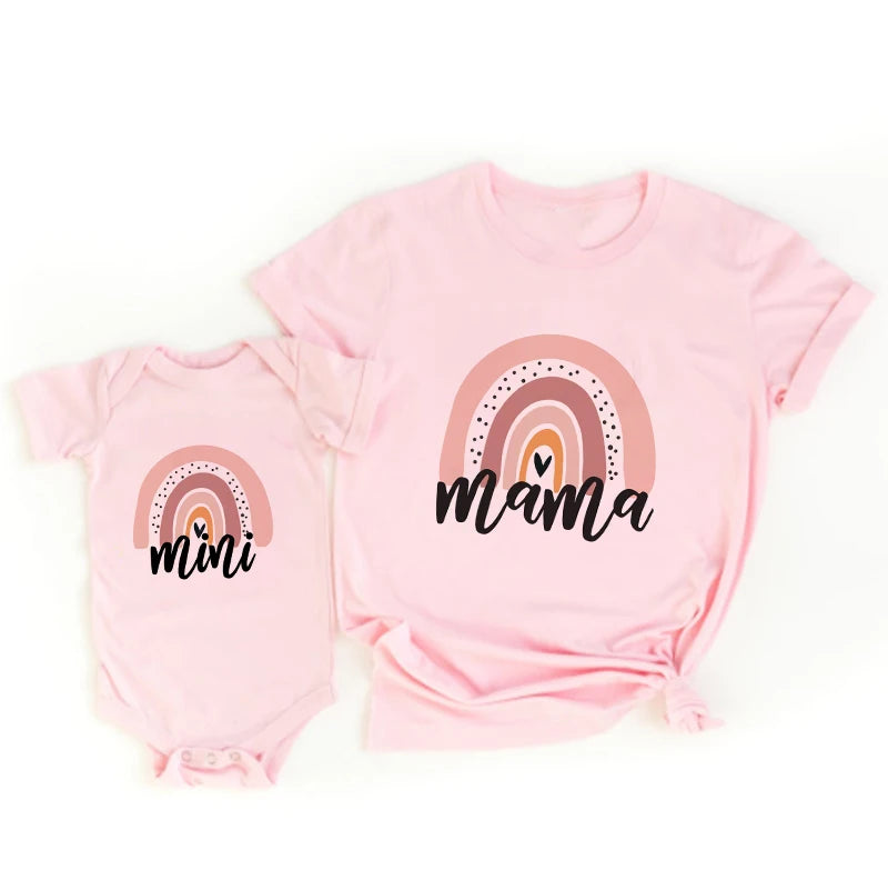 Mini Fashion™ - Mama & Dochter - Matchende Shirt & Romper