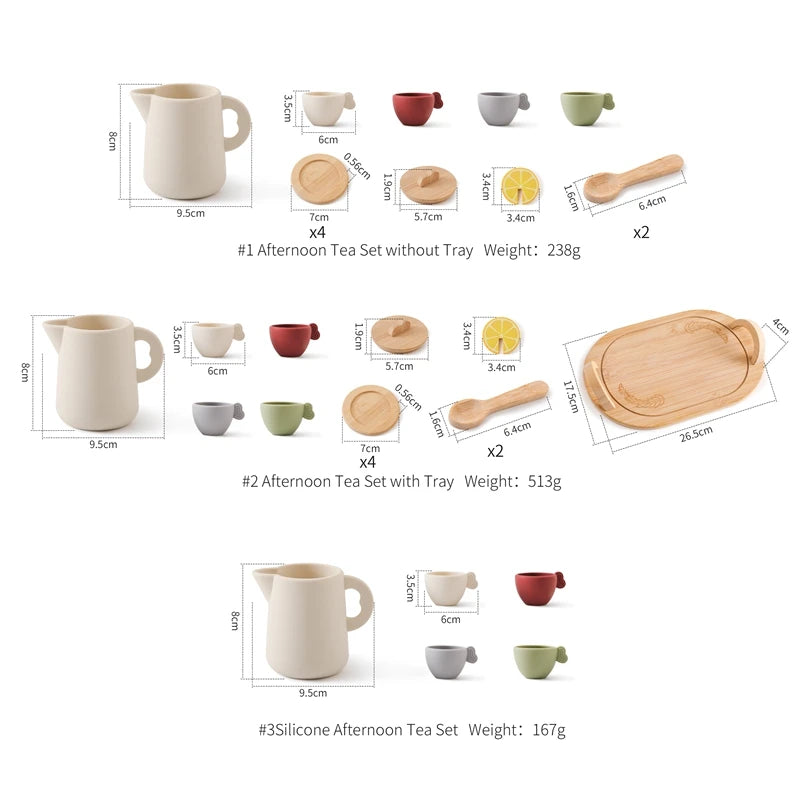 Woods™ - Hout & Siliconen - Speelgoed Theeset