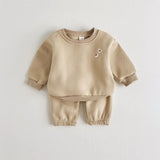 Mini Fashion™ - Warm & Comfortabel - Trainingspak met Bloemenborduursel