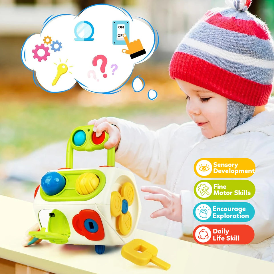 Montessori Busy Cube™ – Handig voor onderweg – Sensorische Kubus
