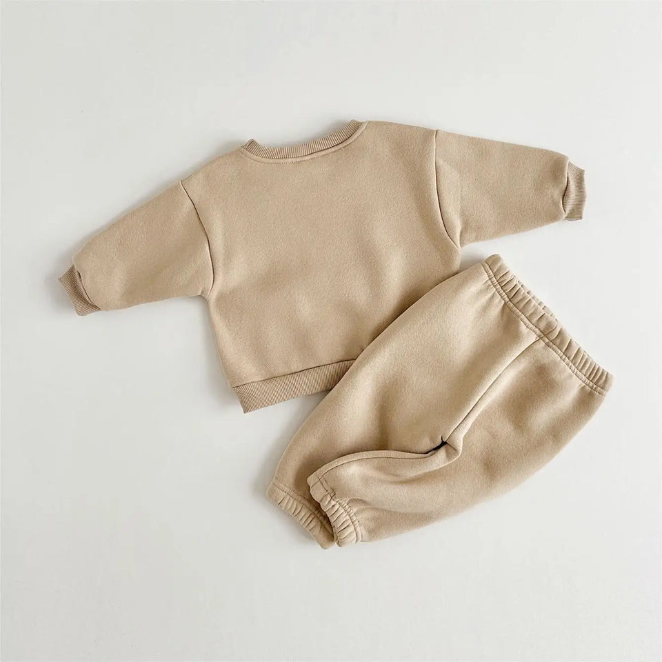 Mini Fashion™ - Warm & Comfortabel - Trainingspak met Bloemenborduursel
