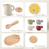 Woods™ - Hout & Siliconen - Speelgoed Theeset