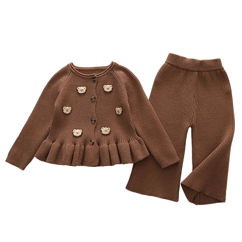 Mini Fashion™ - Tweedelige Winter Set met Beertjes