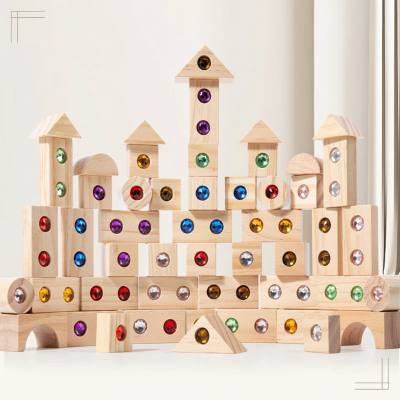 Rainbow Gem Stacking Blocks – Creatief & Leerzaam – Houten Stapel Blokken Set