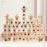 Rainbow Gem Stacking Blocks – Creatief & Leerzaam – Houten Stapel Blokken Set