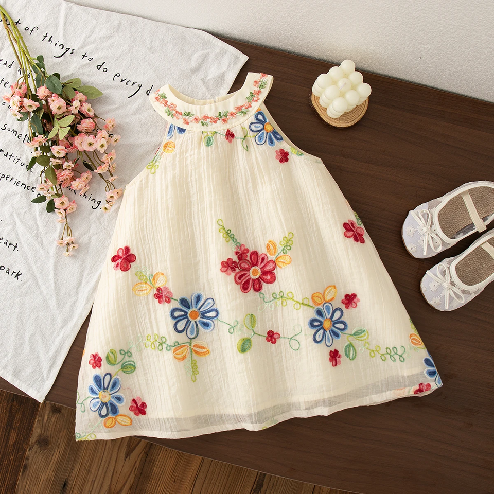 MiniFlora – Lichtgewicht & charmant – Geborduurde jurk voor peutermeisjes